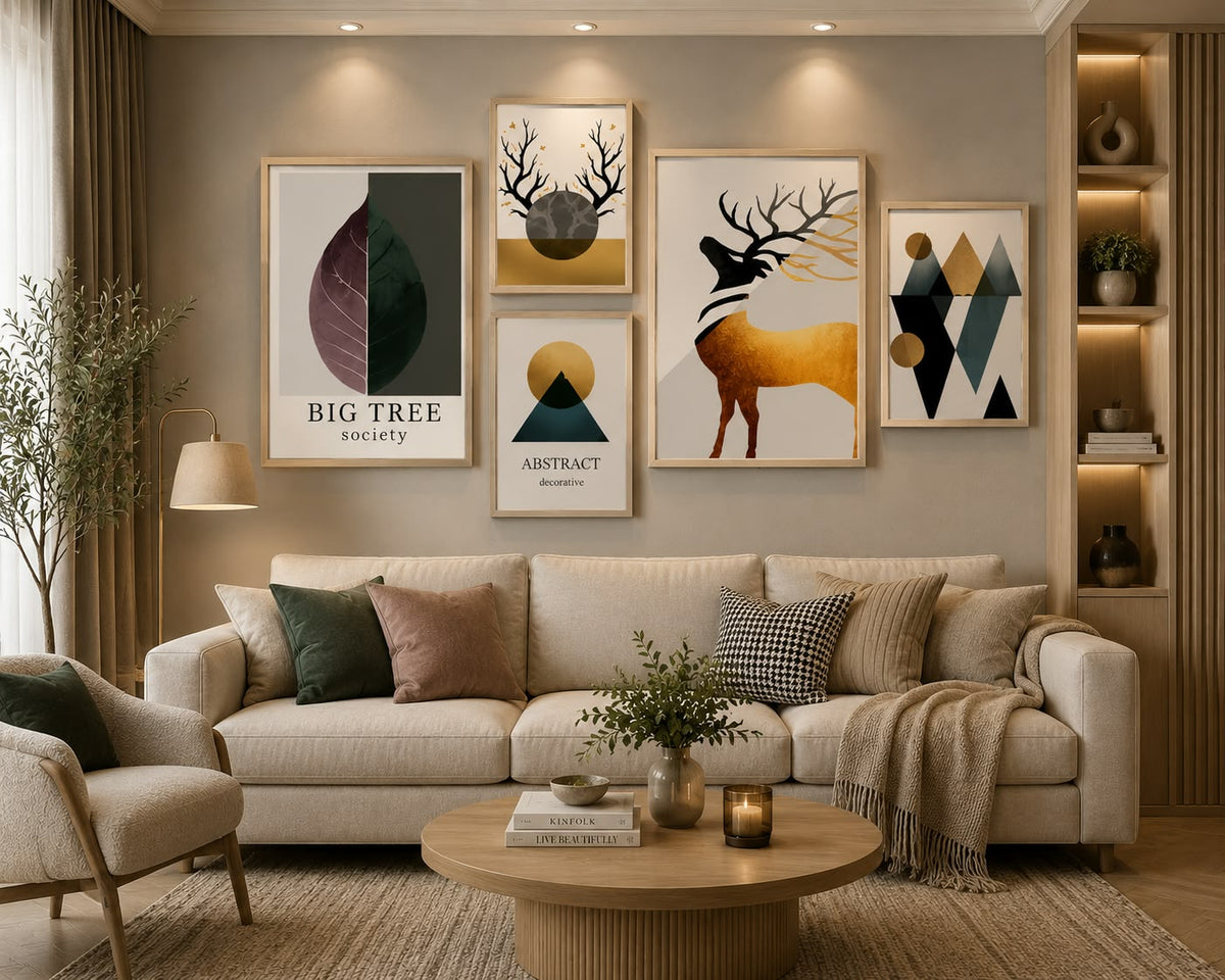 wall art set consisting of five elegant pieces - model 03