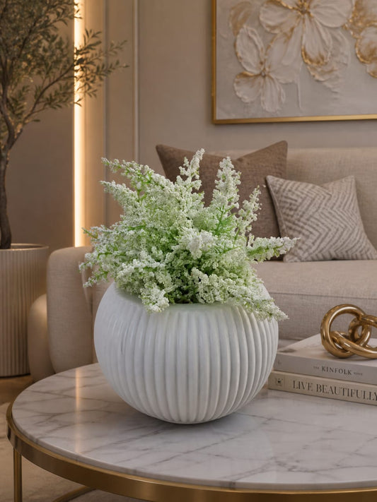 Ivory Ribbed Elegance Vase