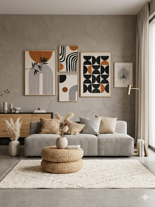 wall art set consisting of five elegant pieces