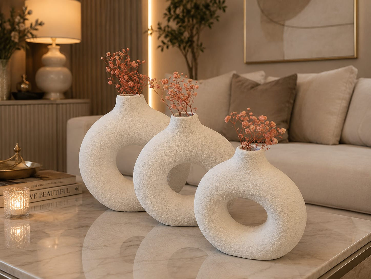 Jumbo Modern Donut Vase Set (3 Pcs)