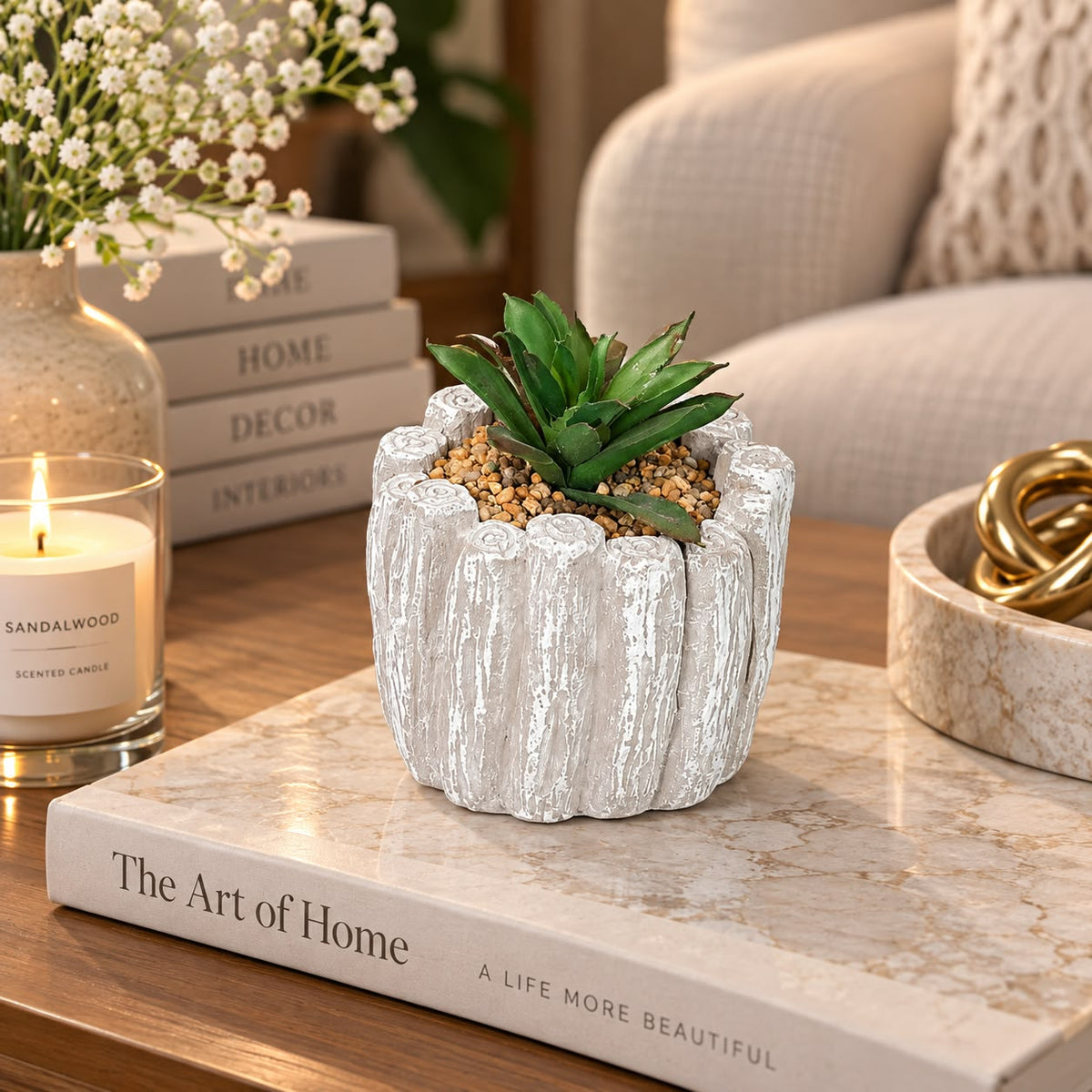 Rustic Ribbed Succulent Planter