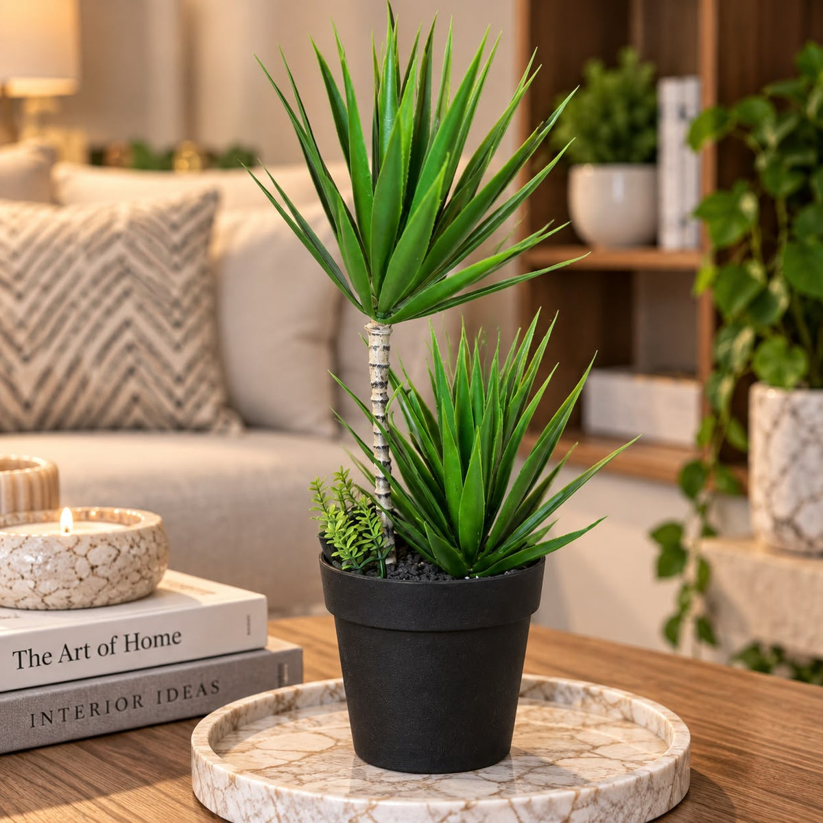 Artificial Yucca Plant in Black Pot