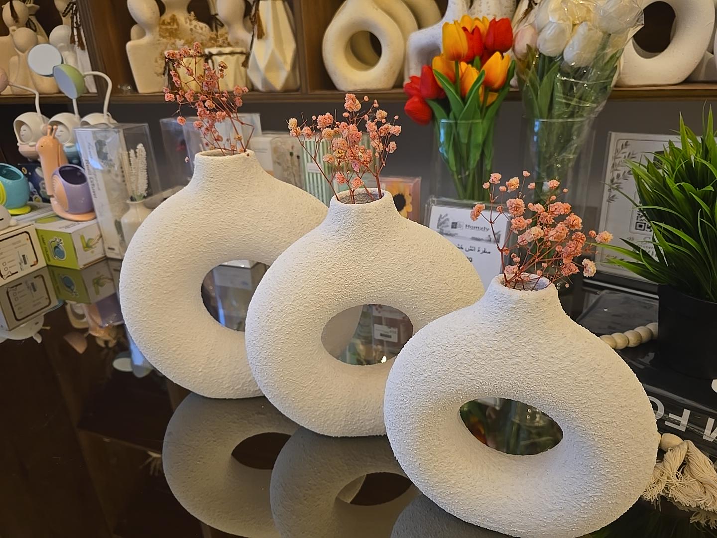 Jumbo Modern Donut Vase Set (3 Pcs)