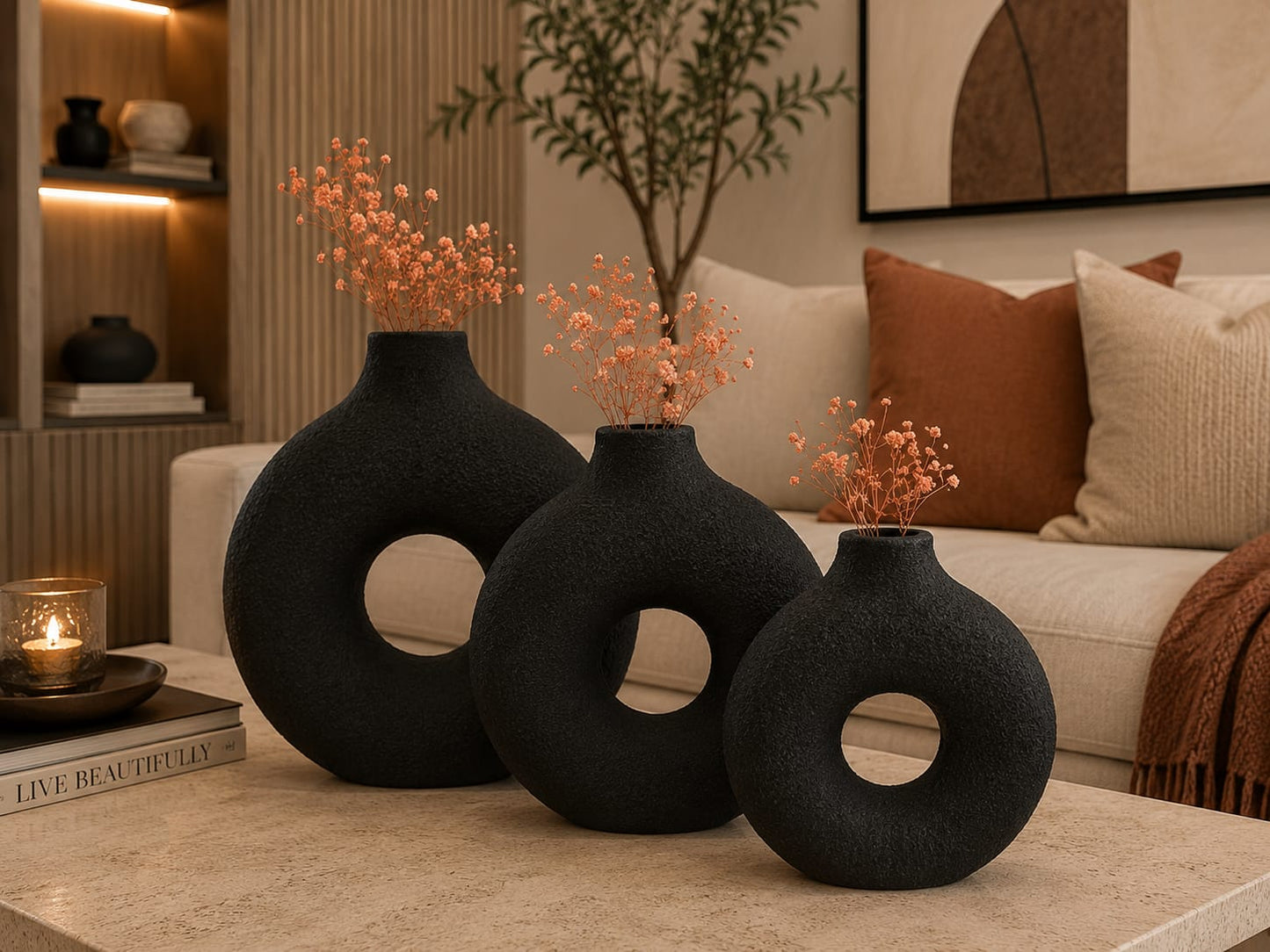 Jumbo Modern Donut Vase Set (3 Pcs)