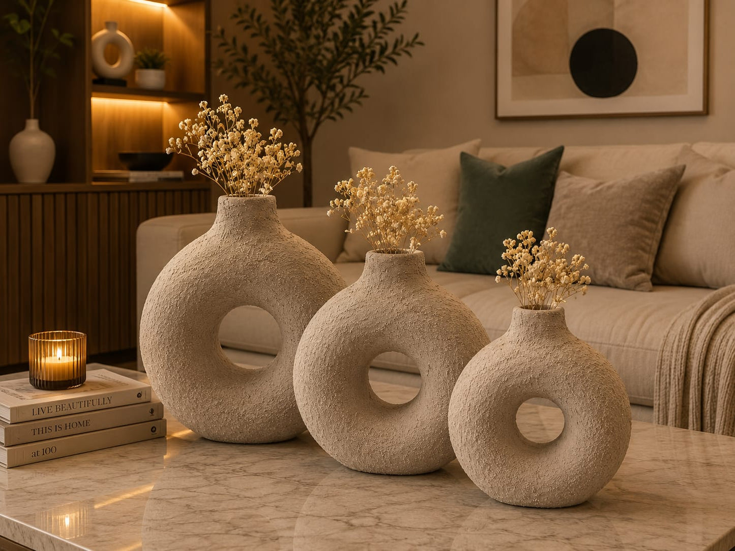 Jumbo Modern Donut Vase Set (3 Pcs)