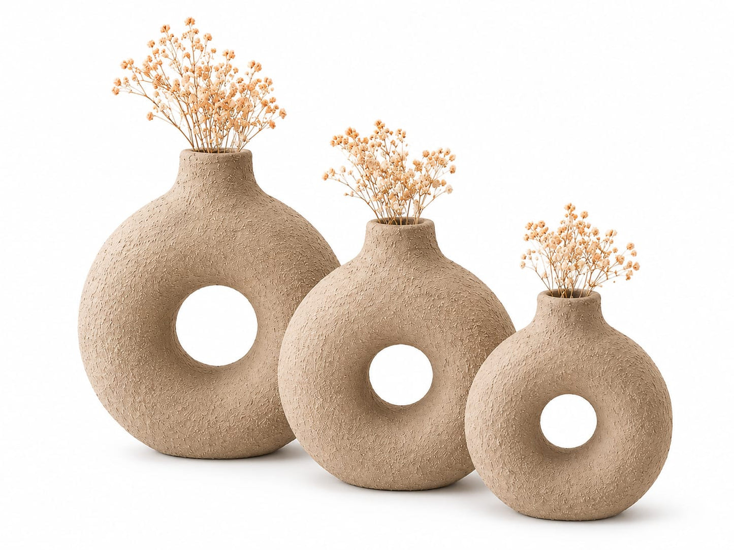 Jumbo Modern Donut Vase Set (3 Pcs)