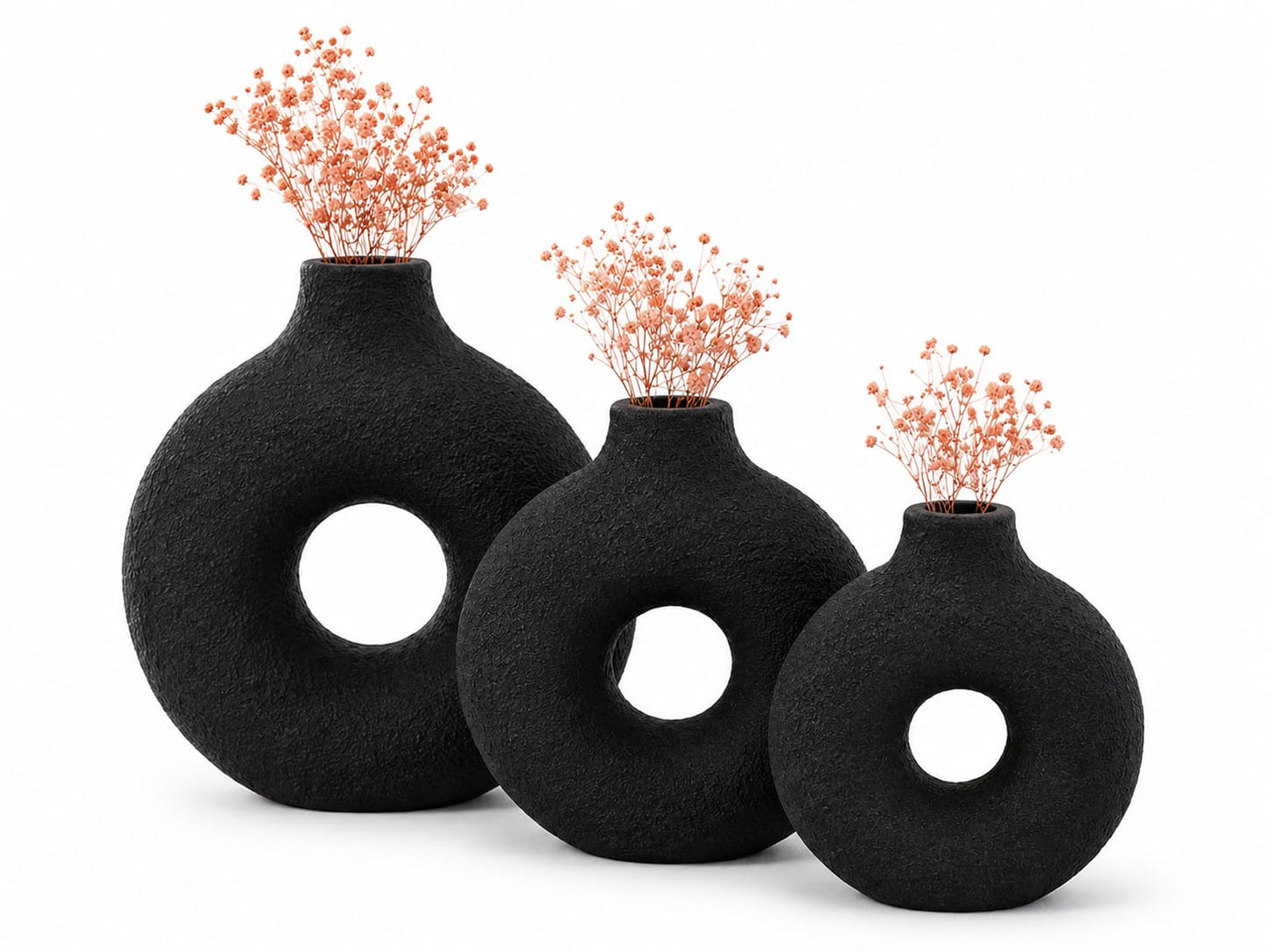 Jumbo Modern Donut Vase Set (3 Pcs)