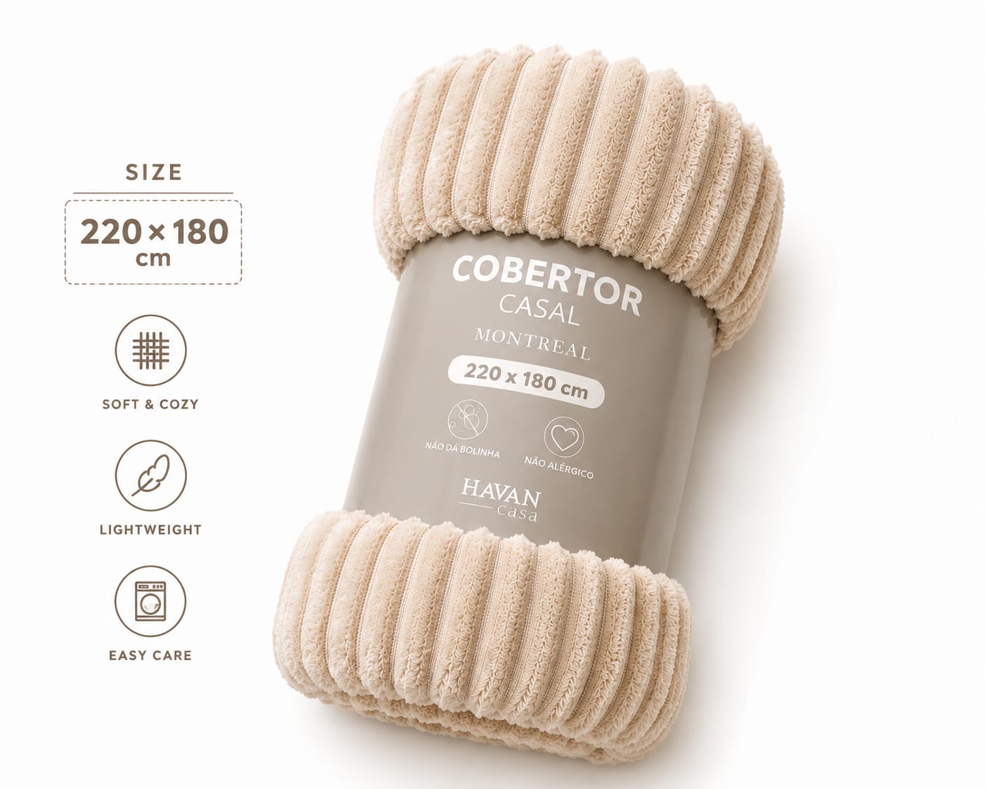 Premium Ribbed Plush Blanket – Dusty Blue