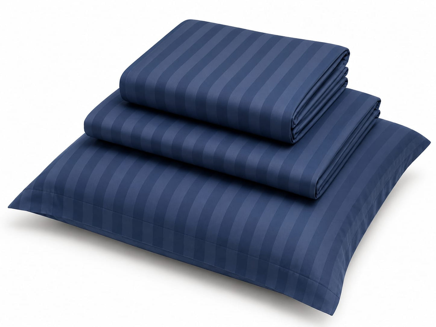 100% Cotton Stripe Fitted Bed Sheet Set – Light Blue | 4 Pcs