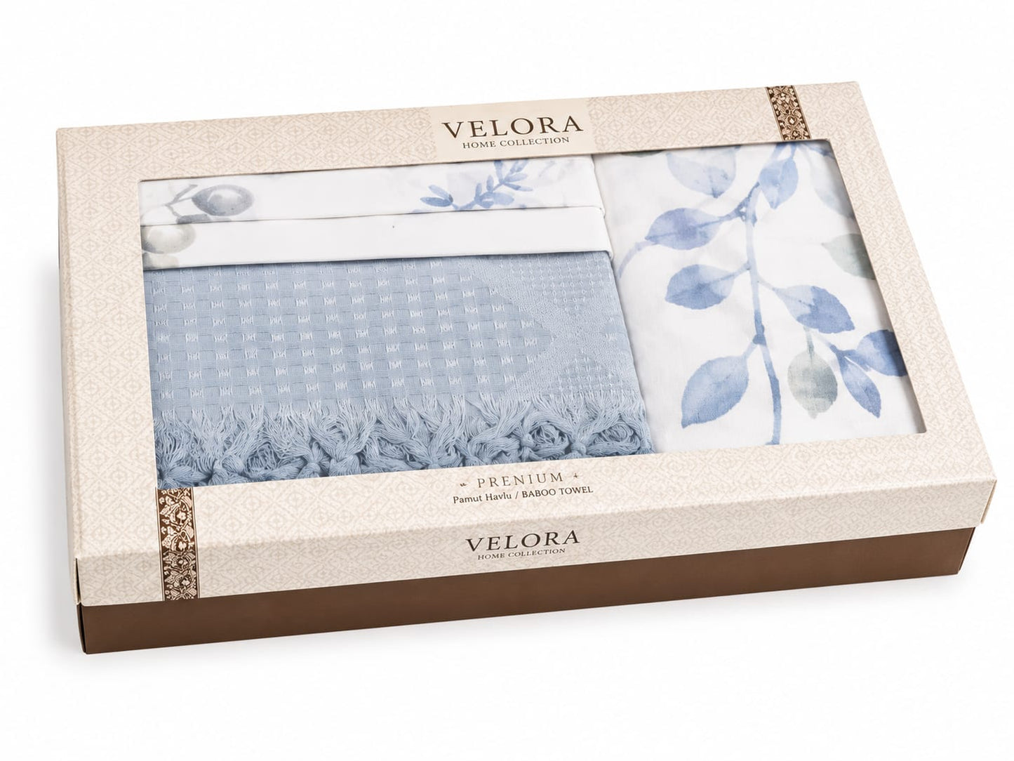 King Bedding Set with Coverlet – 5 Pieces | Botanical Blue