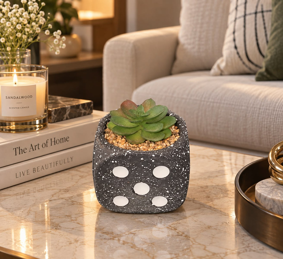Charcoal Dice Succulent Planter