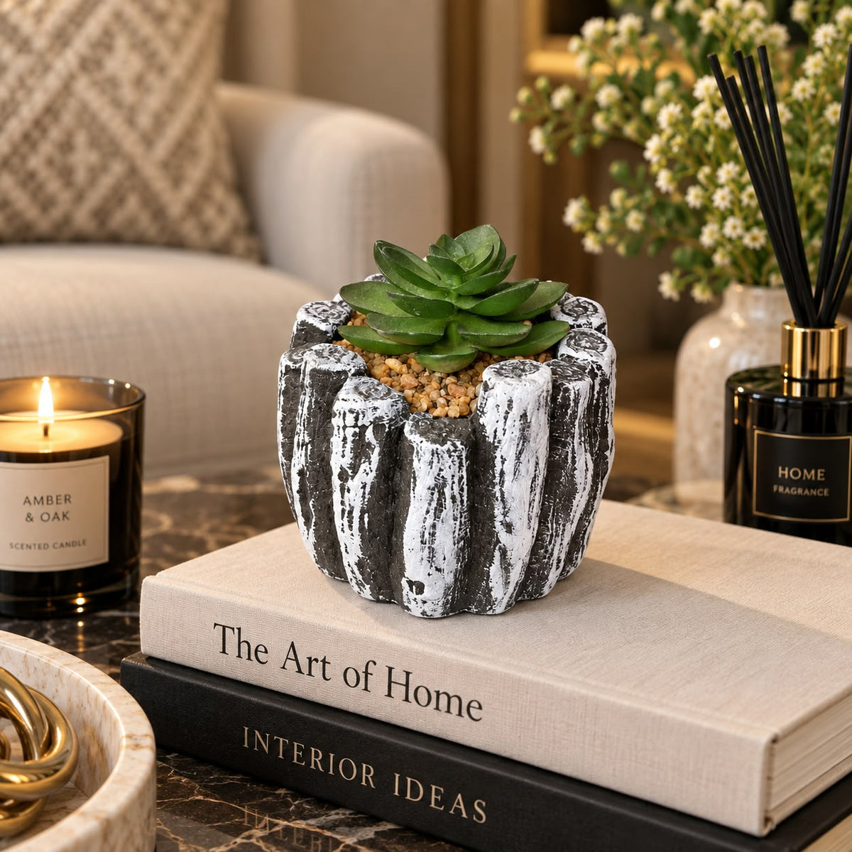 Rustic Ribbed Succulent Planter